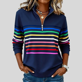 Bryony - Sweat-shirt à col zippé coloré à rayures