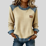 Hattie - Sweatshirt en Tricot Waffle Patchwork