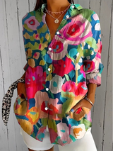 Alizée™ | Blouse colorée à imprimé artistique