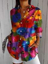 Alizée™ | Blouse colorée à imprimé artistique