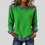 Hattie - Sweatshirt en Tricot Waffle Patchwork