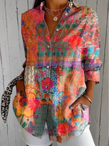 Alizée™ | Blouse colorée à imprimé artistique