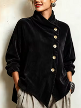 Sandra | Veste oversize avec col haut asymétrique