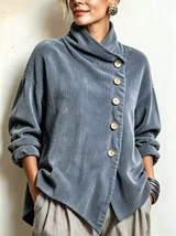 Sandra | Veste oversize avec col haut asymétrique