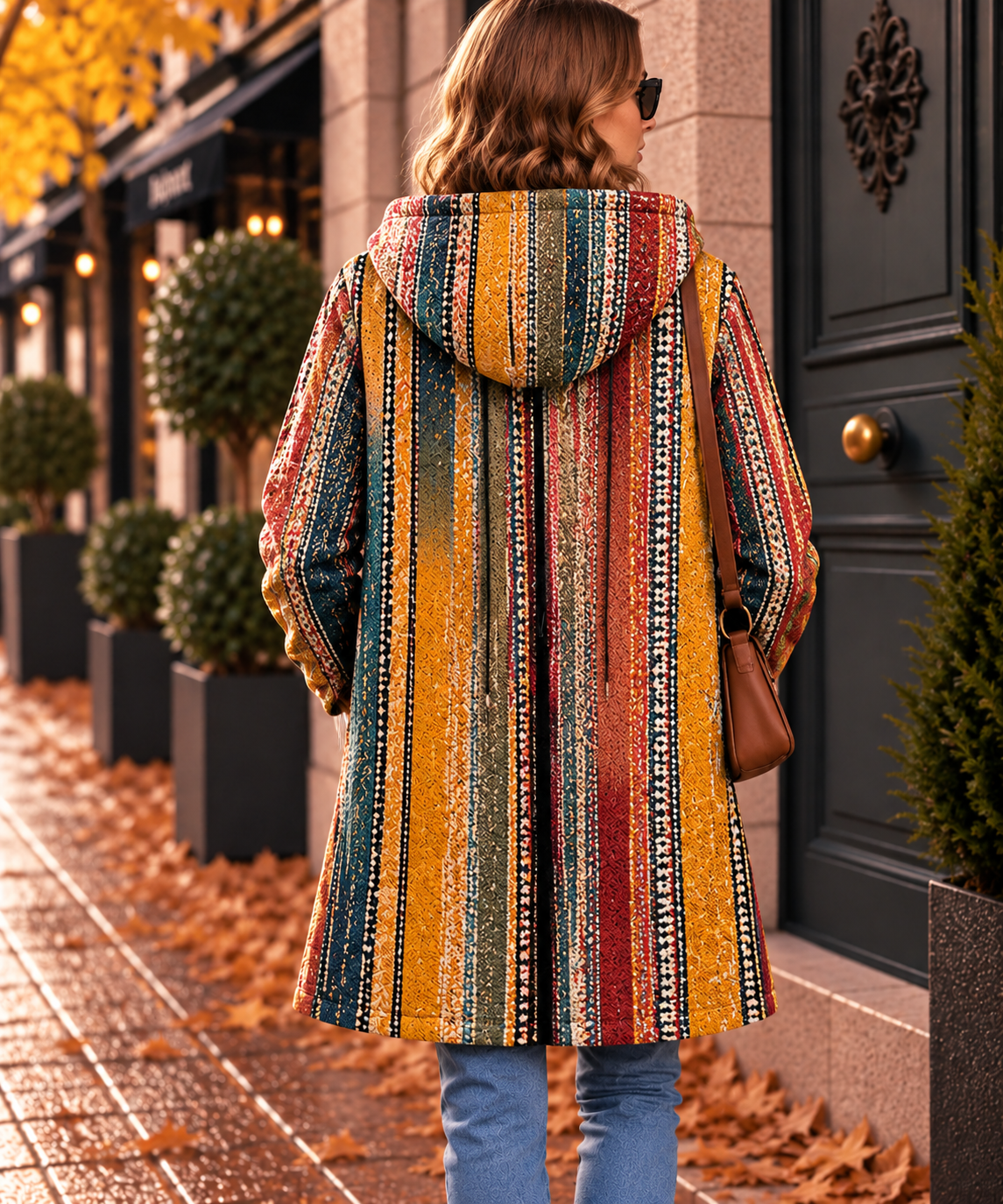 Émilie | Manteau à Rayures Modernes