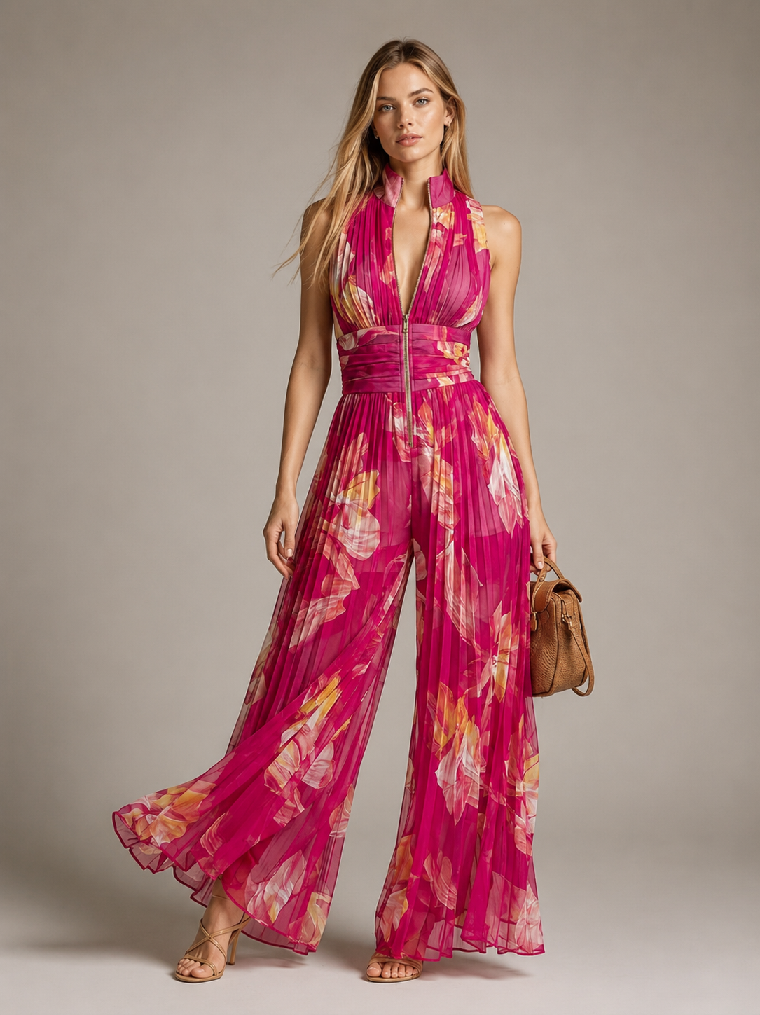 Aurélie | Mono Plissé Floral Fuchsia™