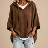 Éléonore™ | Poncho en maille à capuche et manches trois-quarts