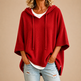 Éléonore™ | Poncho en maille à capuche et manches trois-quarts