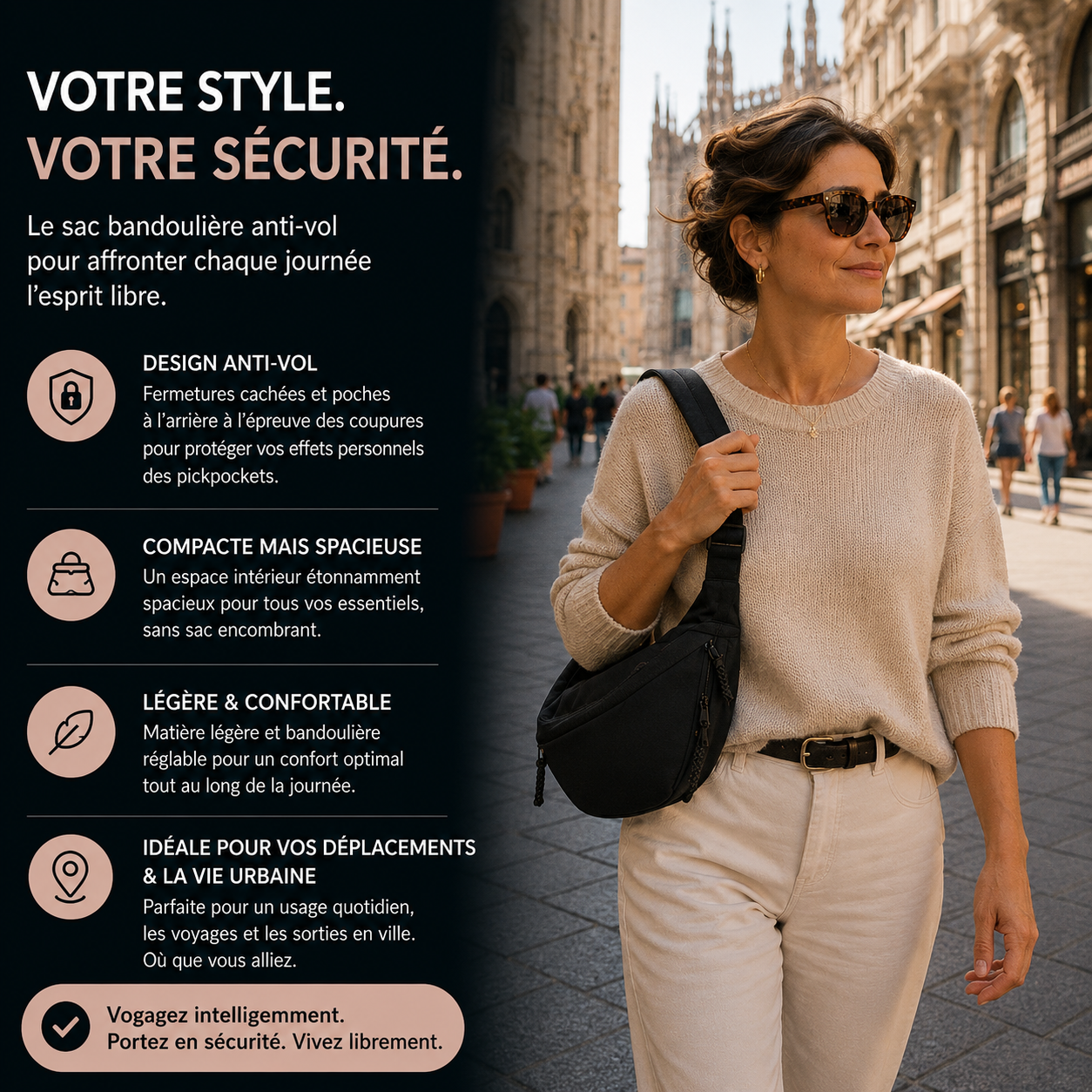 Paola | Sac à Épaule Noir