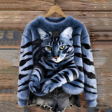 Pull Chaud Avec Imprimé Chat