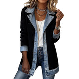 Manteau élégant en maille côtelée avec détails en jean