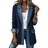 Manteau élégant en maille côtelée avec détails en jean